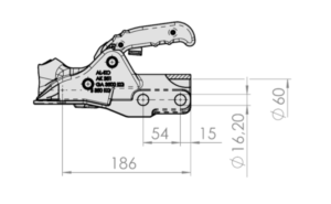 Tegning Kuglekobling AK351 Ø60 varenr 10013